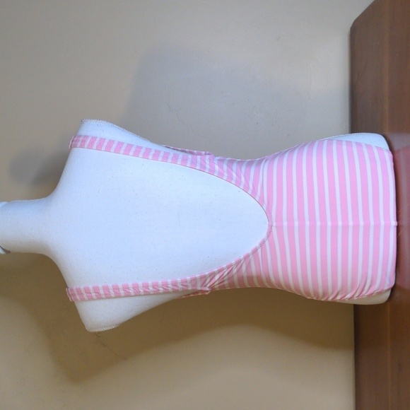 Preppy J.CREW One-piece Coastal PINK & WHITE Stripe Swim Suit - Picture 4 of 12